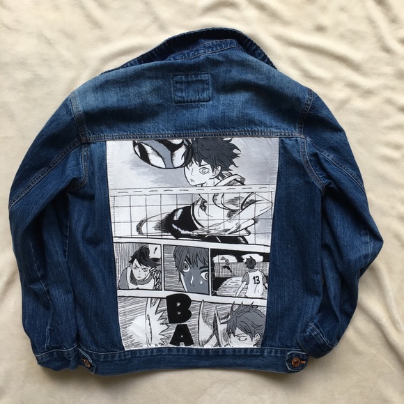 Haikyu Hand Painted Manga Panel Denim Jacket - Picture 6 of 16